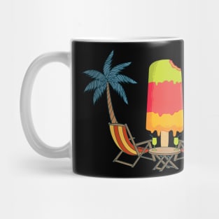 Summer at Beach With Relaxing Chair Tree Melted ice cream Mug